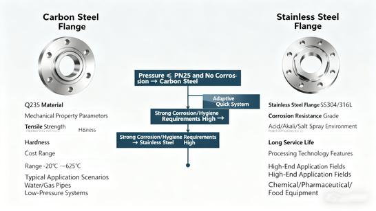 Carbon Steel vs Stainless Steel Flanges — Selection Guide